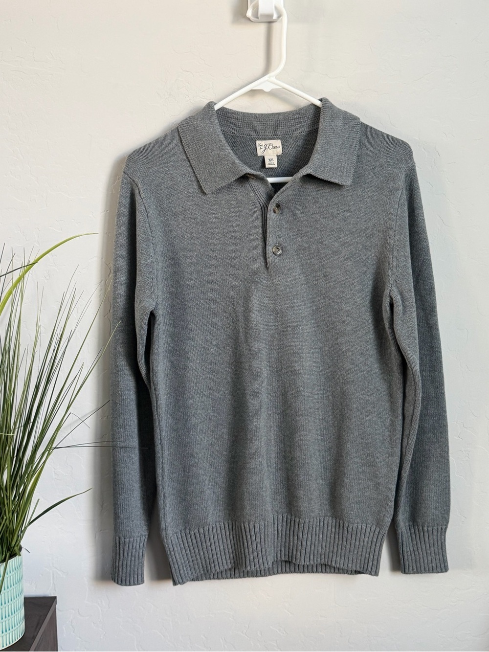 J.Crew Knit Polo Sweater Heather Gray Cotton Men’s XS NWT CF782